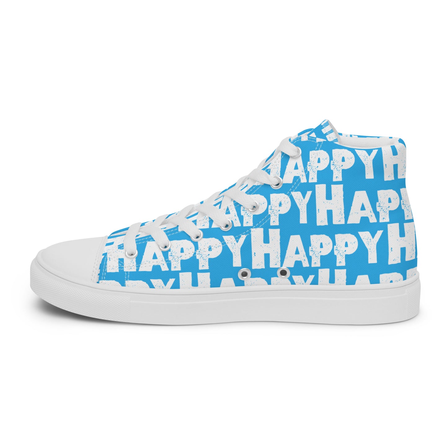 Cool Shoes Womens Sneakers inside view right shoe blue and white Happy Sponge Print High Top Sneakers HappyStuff brand