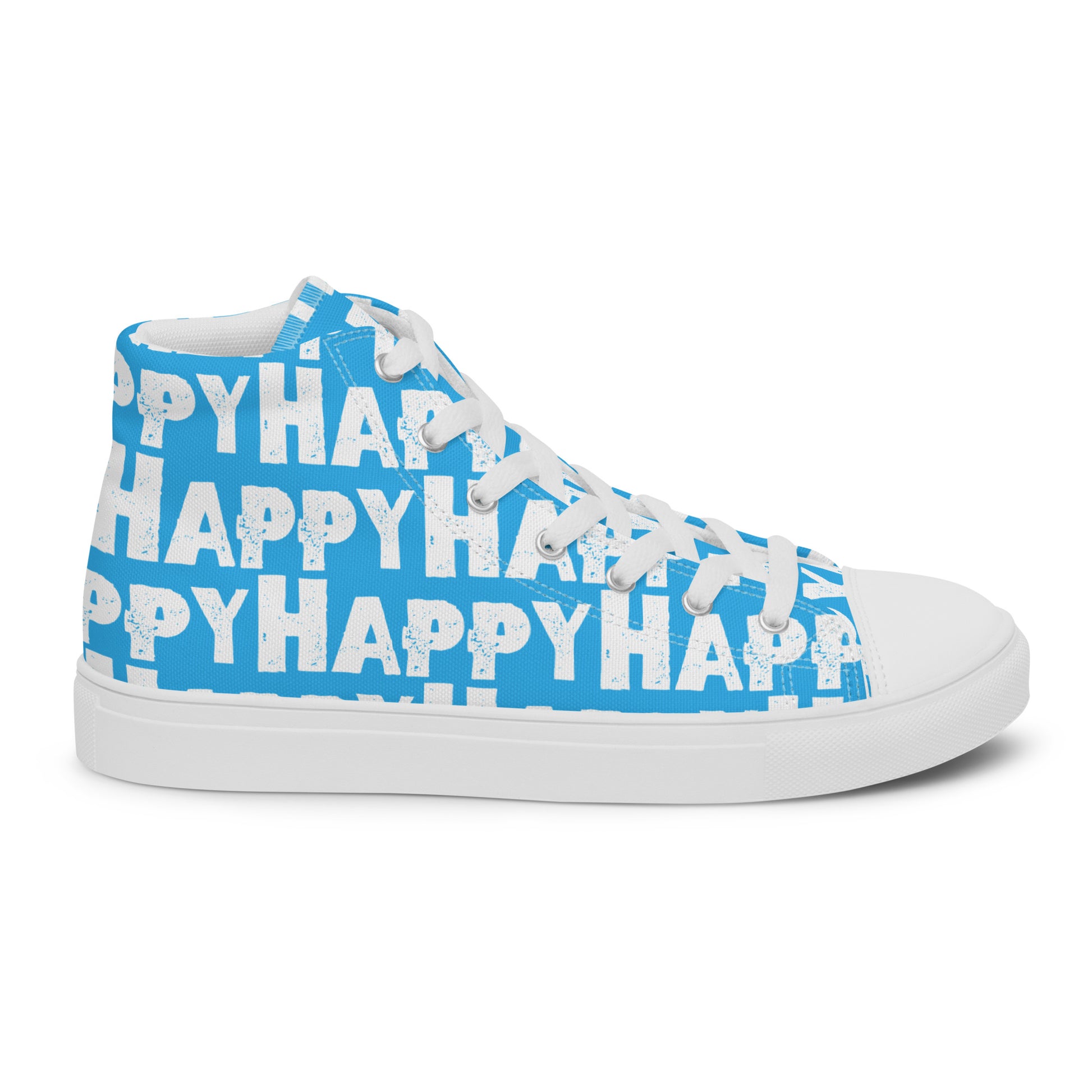 Cool Shoes Womens Sneakers outside view right shoe blue and white Happy Sponge Print High Top Sneakers HappyStuff brand